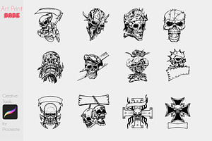 Procreate Skull Tattoo Stamps Brush