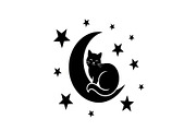 50 Cat Moon Silhouette Vector Bundle, an Illustration by jahid234 (Thumbnail 20 of 51)