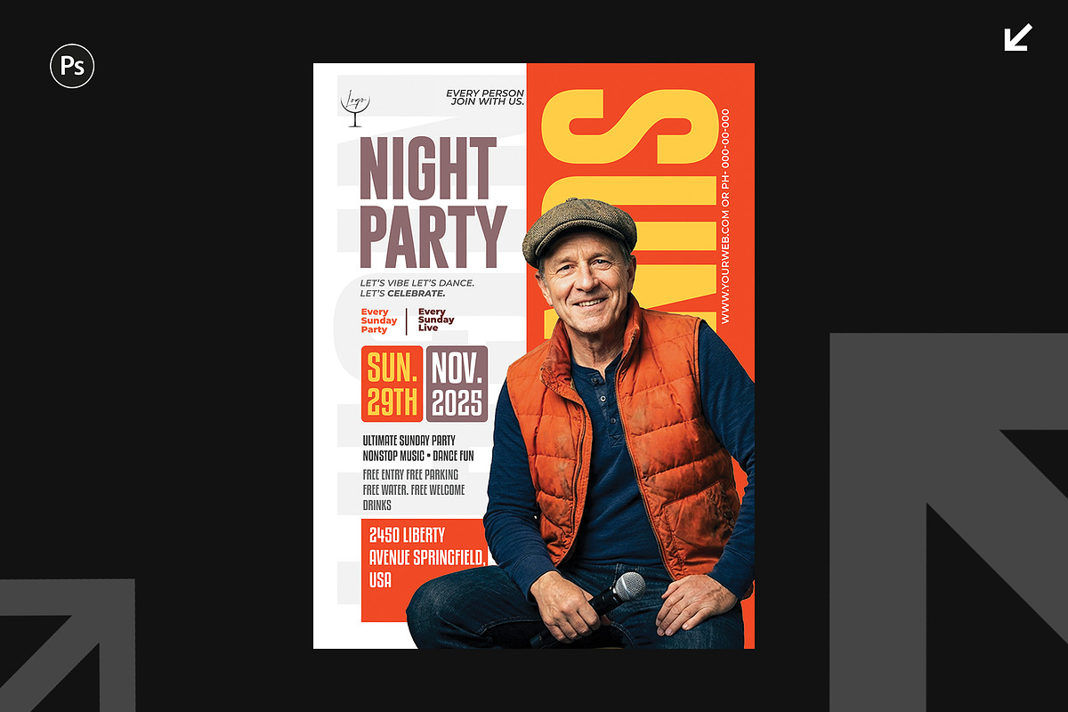 04 Sunday Party Flyer Design, a Flyer Template by Shajib Shikder (Photo 2 of 5)