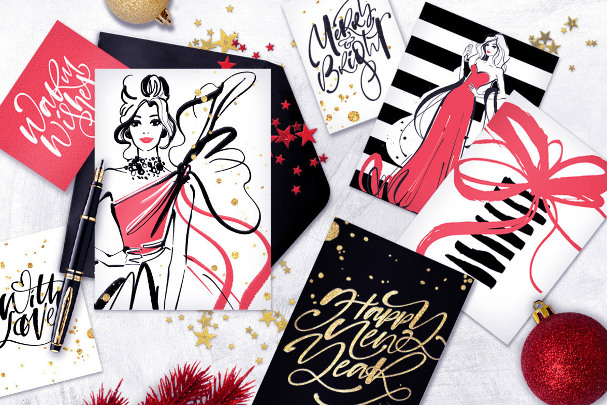 Chic Christmas Lettering & Clipart, a Decorative Illustration by PicByKate (Photo 9 of 9)