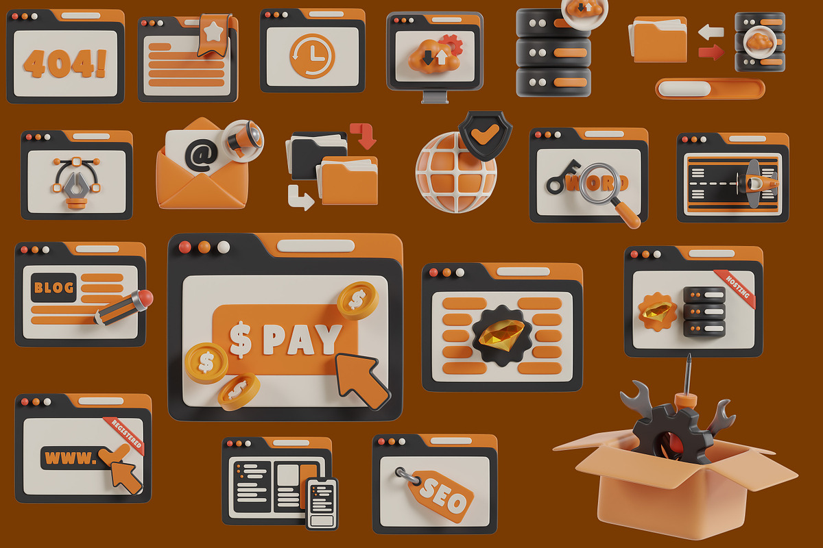 Website 3D Icon Pack, a 3D by baii09 (Photo 6 of 6)