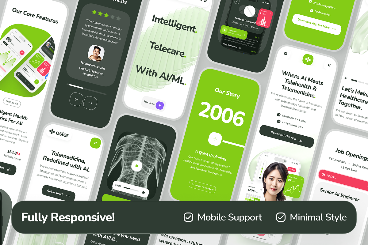 osler: AI Telehealth Website, a Landing Page Template by strangehelix.bio (Photo 5 of 10)