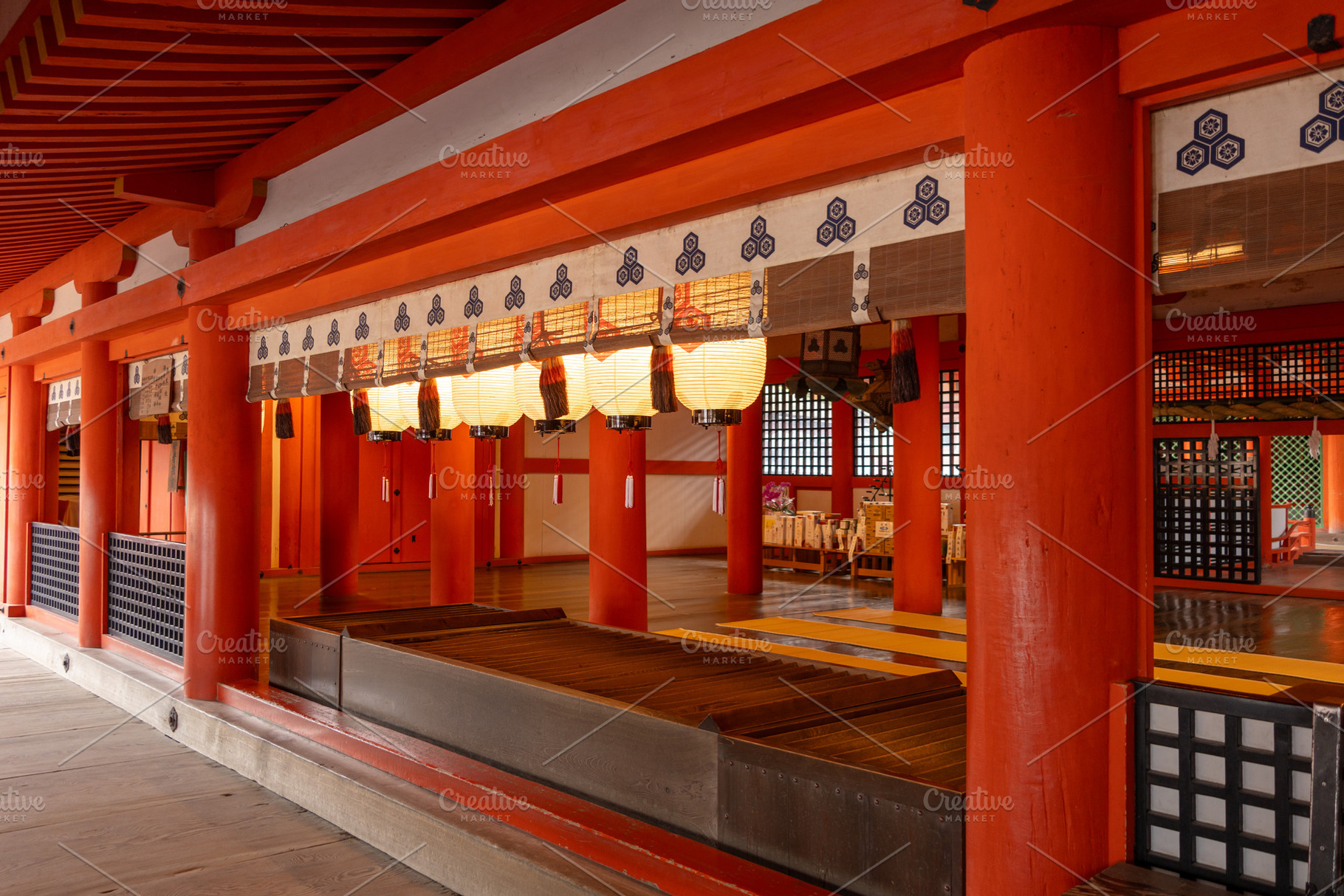 Interior view of Itsukushima Shrine on Miyajima island, Japan, an Architecture Photo by GoodGoods