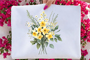 Watercolor Yellow Daffodil Flower, a Seasonal Illustration by SVGArt (Thumbnail 1 of 2)