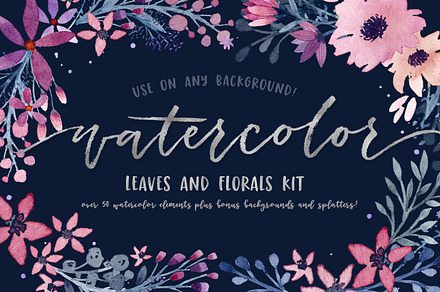 Watercolor Leaves and Florals Kit