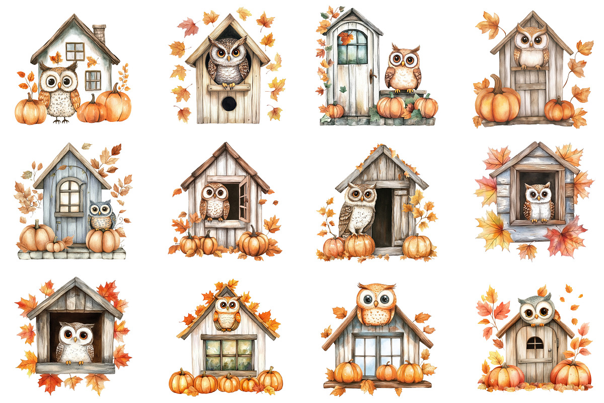 Autumn Owl House Sublimation, an Illustration by CitraGraphics (Photo 3 of 6)