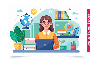 Woman in Home Office, an Illustration by Tanuart