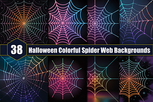 Halloween Colorful Spider Web Backgr, a Background Graphic by protabsorkar11