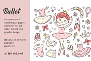 Ballet. Hand drawn design, an Education Illustration by Elena Pimukova (Thumbnail 1 of 8)