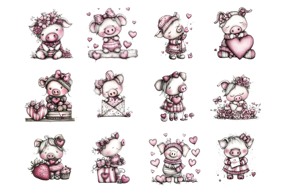 Whimsical Valentine Pig, an Illustration by Design Market (Photo 2 of 3)