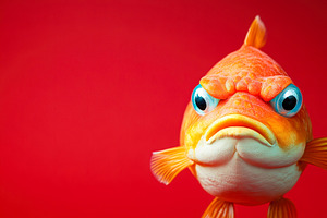 Angry Fish on Red Background, an Animal Photo by Ales Munt