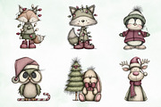 Whimsical Christmas Animals Clipart, an Illustration by Creative Art (Thumbnail 3 of 11)