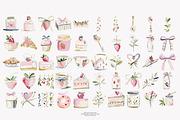 strawberry watercolor clipart set, a Decorative Illustration by Patishop Art (Thumbnail 8 of 8)