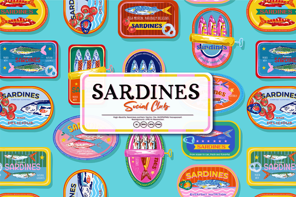 Sardine Social Club, a Pattern Graphic by MSNTY STUDIOX (Photo 3 of 30)