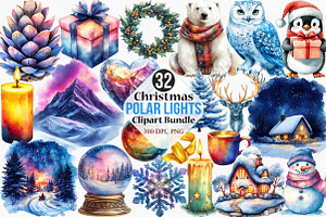 Christmas Polar Lights Clipart, an Illustration by Canvas Craft