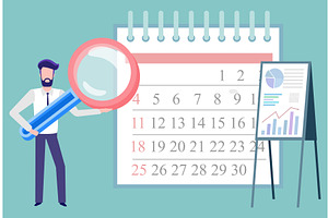 Man Searching On Calendar, Time