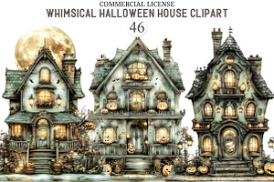 Whimsical Halloween House Clipart, an Illustration by designcity5