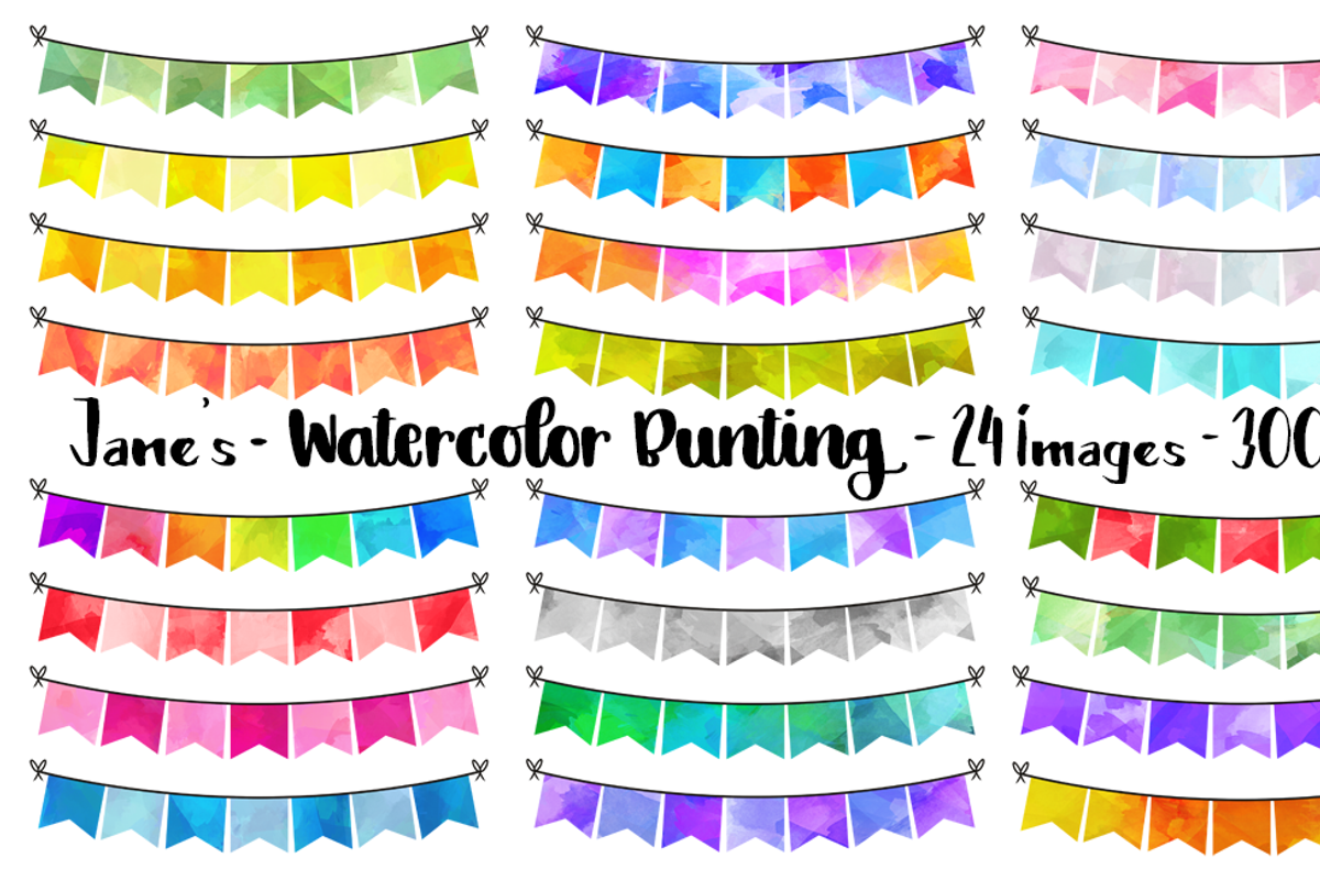 Watercolor Bunting Clipart, a Seasonal Illustration by DigitalArtsi (Photo 1 of 4)