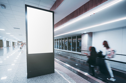 Vertical poster mockup in an airport, a Business Photo by SkyNext