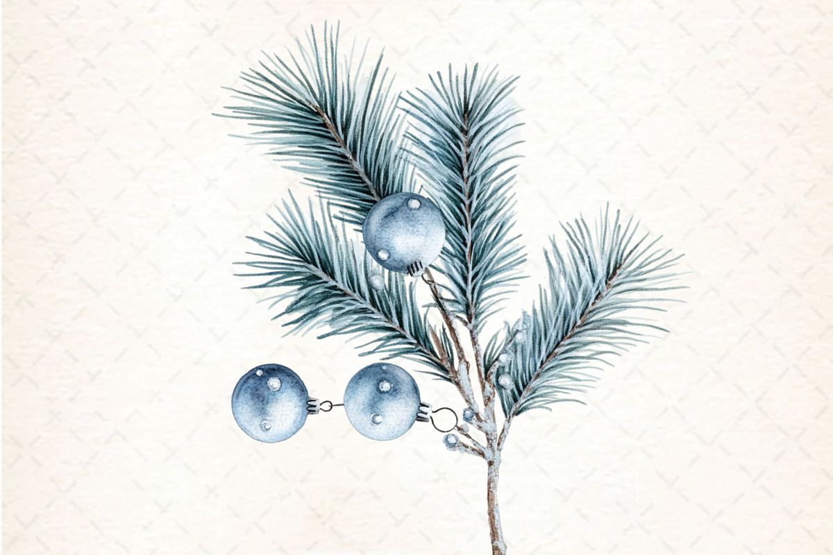 Cozy Blue Christmas Clipart Set, an Illustration by DreamCafeArt (Photo 6 of 6)