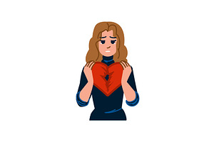 Sad woman holding broken heart, an Object Illustration by pikepicture