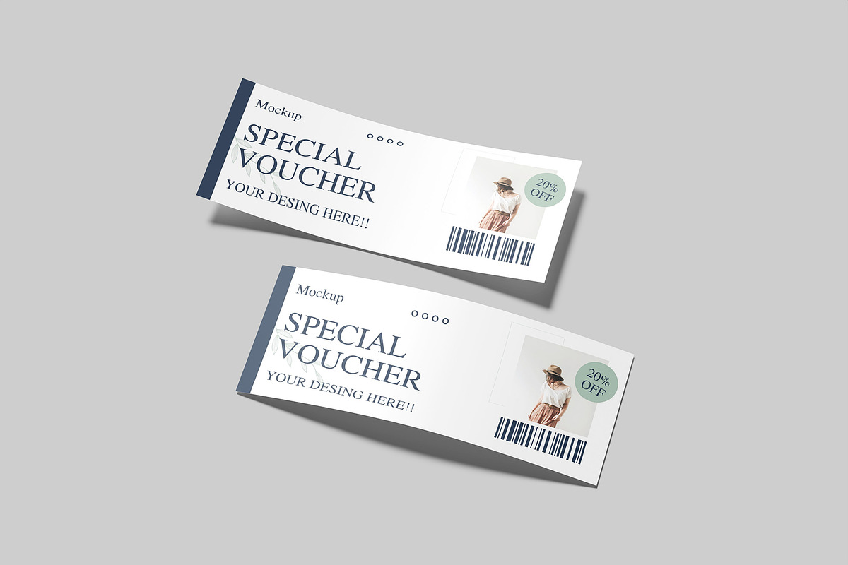 Gift Voucher Mockup, an Advertising Mockup by Graphiculon (Photo 4 of 11)