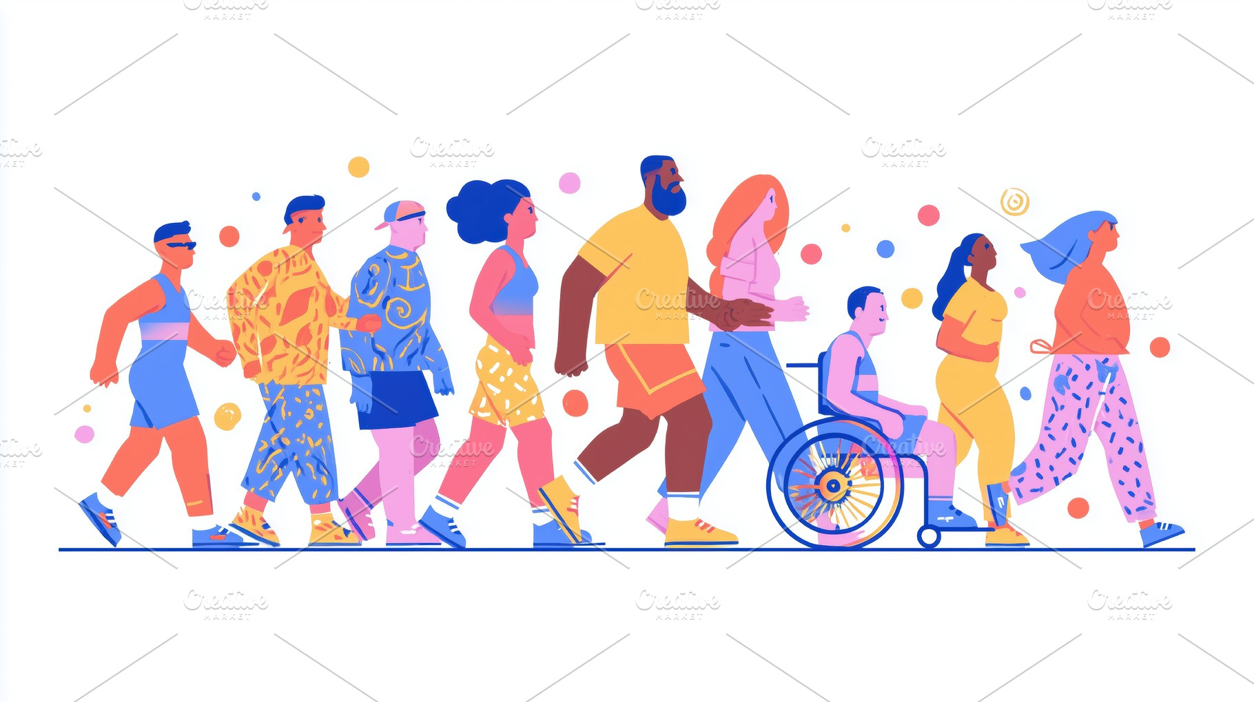 A diverse group of people walking together, showcasing inclusivity and communit, a Person Photo by Textures & Backgrounds