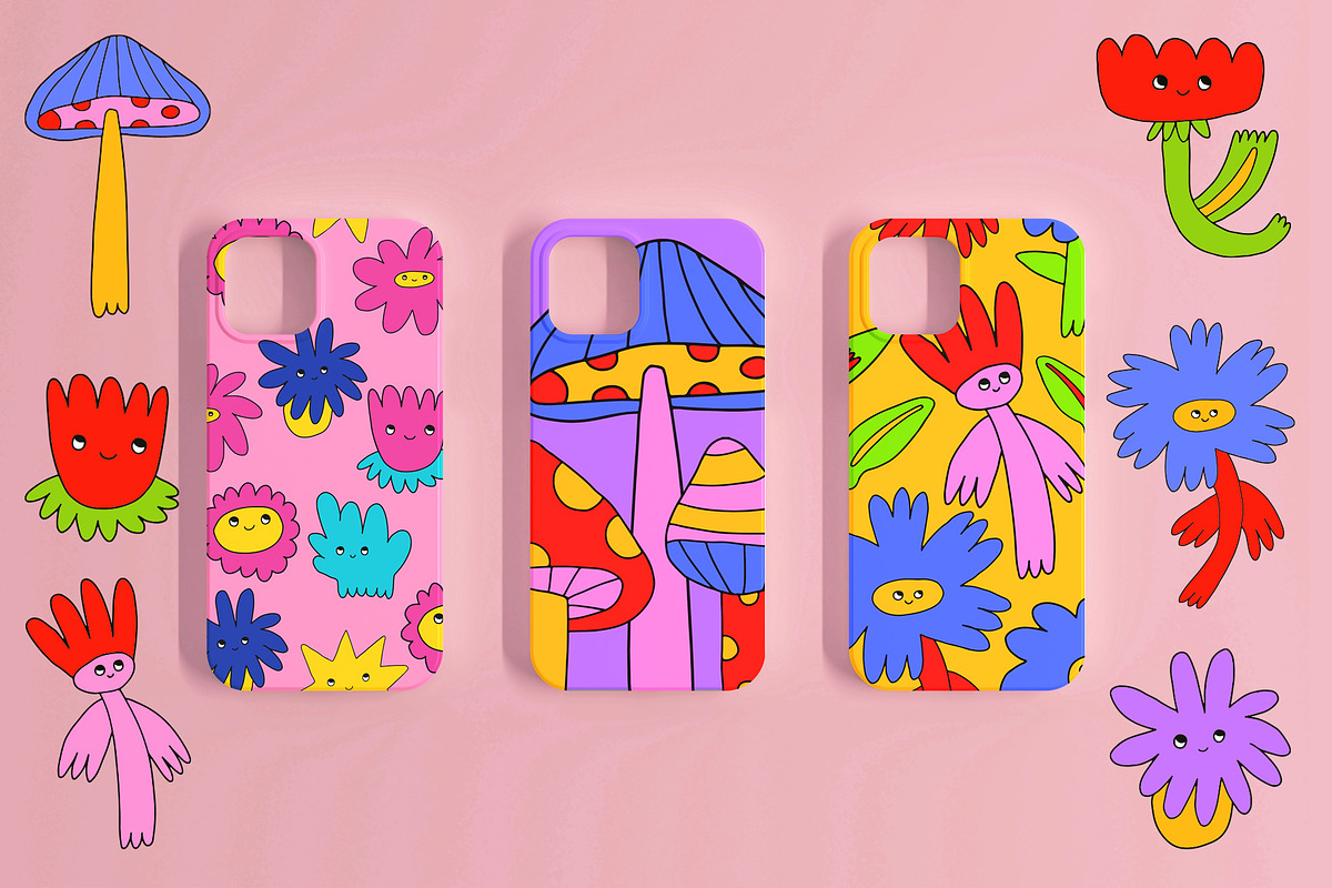 Psychedelic 80s pop art flowers, an Illustration by okchizh (Photo 3 of 9)