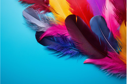 Colorful feathers creating vibrant, an Arts & Entertainment Photo by Ylivdesign