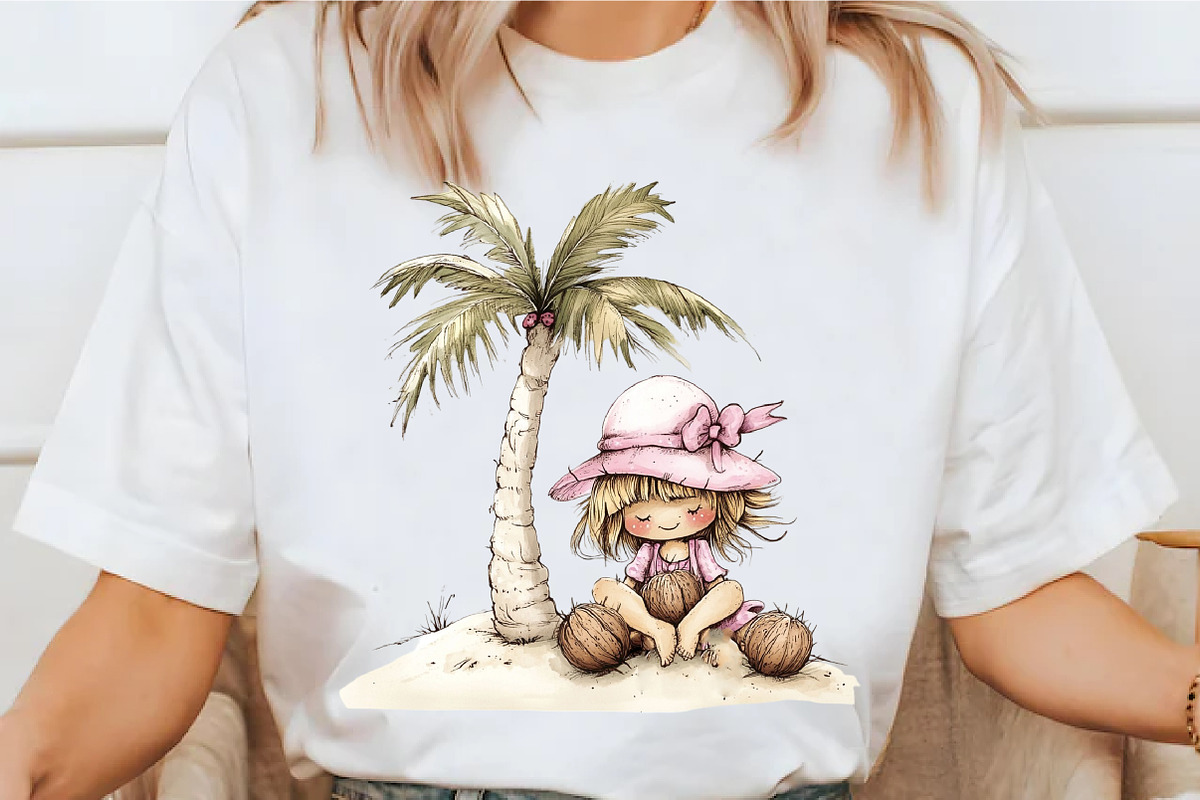 Whimsical Summer Beach Girl Clipart, an Illustration by designcity5 (Photo 3 of 5)