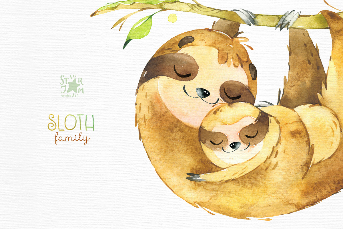 Sloth & Family Collection, an Animal Illustration by StarJam (Photo 5 of 5)