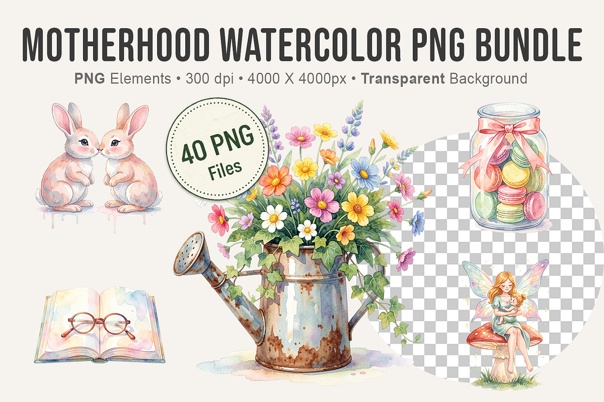 Motherhood Watercolor PNG Bundle, an Illustration by Artnoy (Photo 1 of 8)