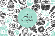 Sweet Dreams. Vector Set., a Food Illustration by Olga Olmix (Thumbnail 1 of 8)