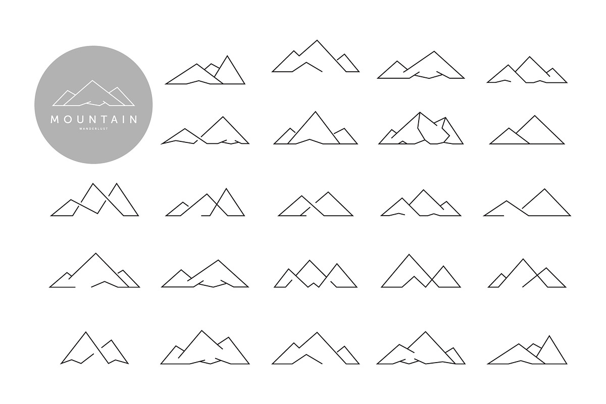 mountain line art icon vector pack, a Branding & Logo Template by Pyruos ID