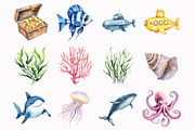 Watercolor Under The Sea Clipart, an Illustration by Design Market (Thumbnail 2 of 5)