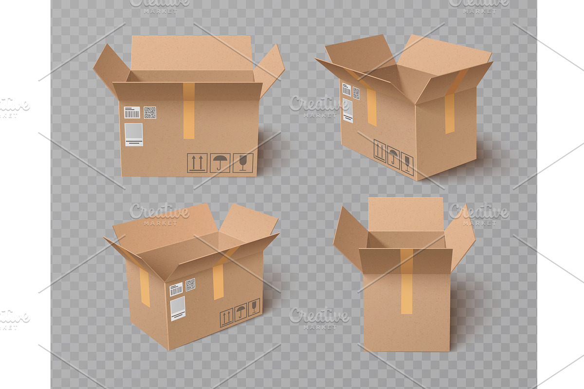 Cardboard box collection with open, an Object Illustration by art PVP - market