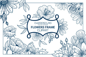 Vintage Vector Flower Frames Set