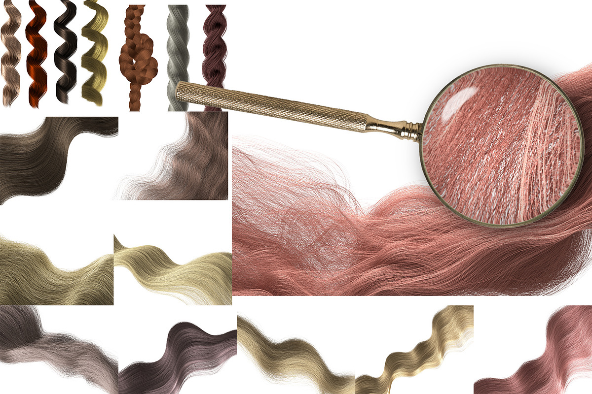46 Wavy Hair on Transparent PNG Bund, an Object Graphic by Kseniya-Omega (Photo 4 of 5)