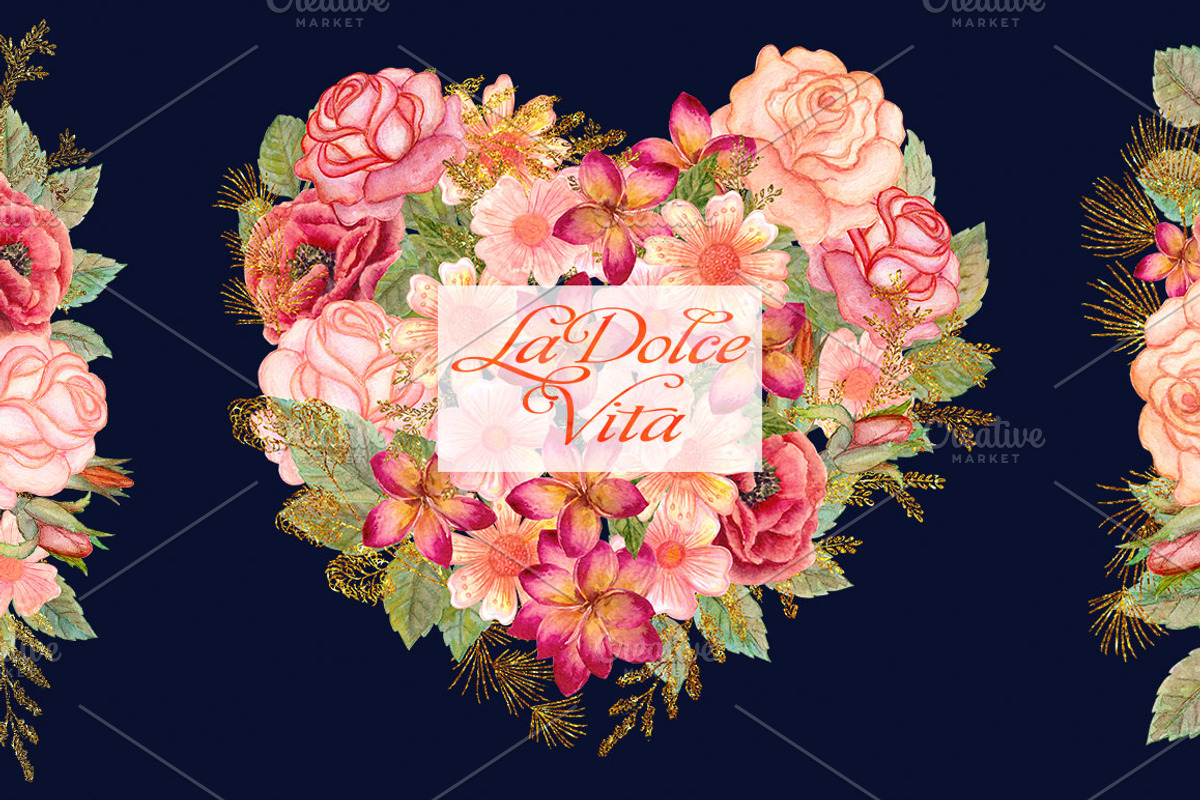 Watercolor wedding glitter flowers, an Illustration by antuanetto (Photo 6 of 13)