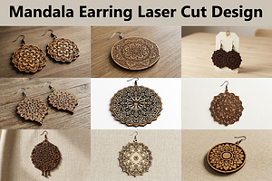 Mandala Earring Art SVG, an Object Graphic by hafijul