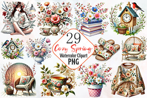 Cozy spring sublimation clipart bund, an Illustration by RobertsArt