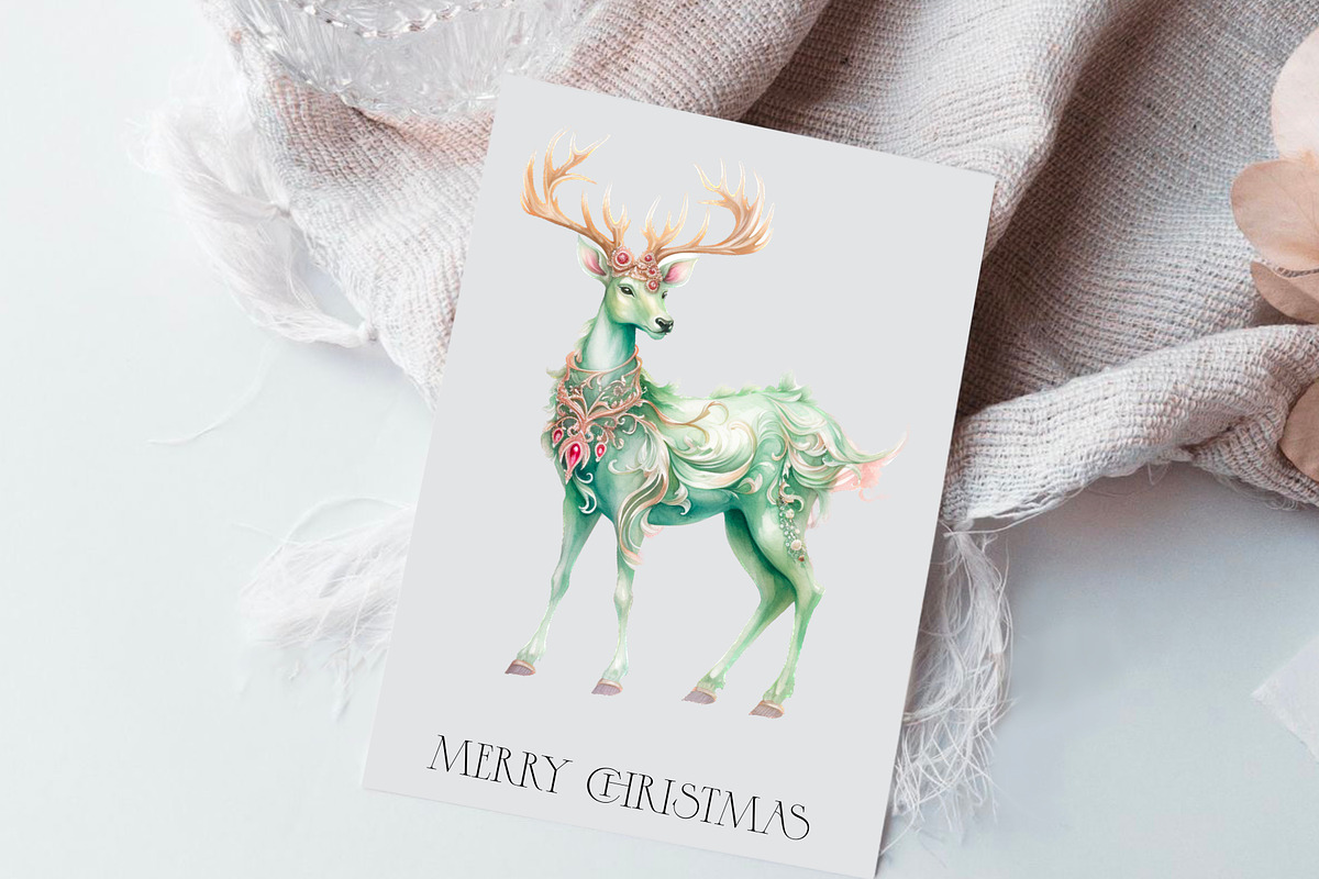 Victorian  Christmas deer , Clipart, an Animal Illustration by Hello My Print (Photo 3 of 10)