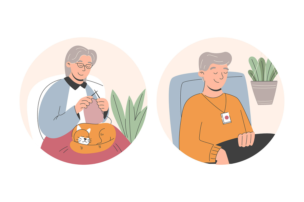 Elderly Care Vector flat Set, a Person Illustration by EeKayStore (Photo 3 of 5)
