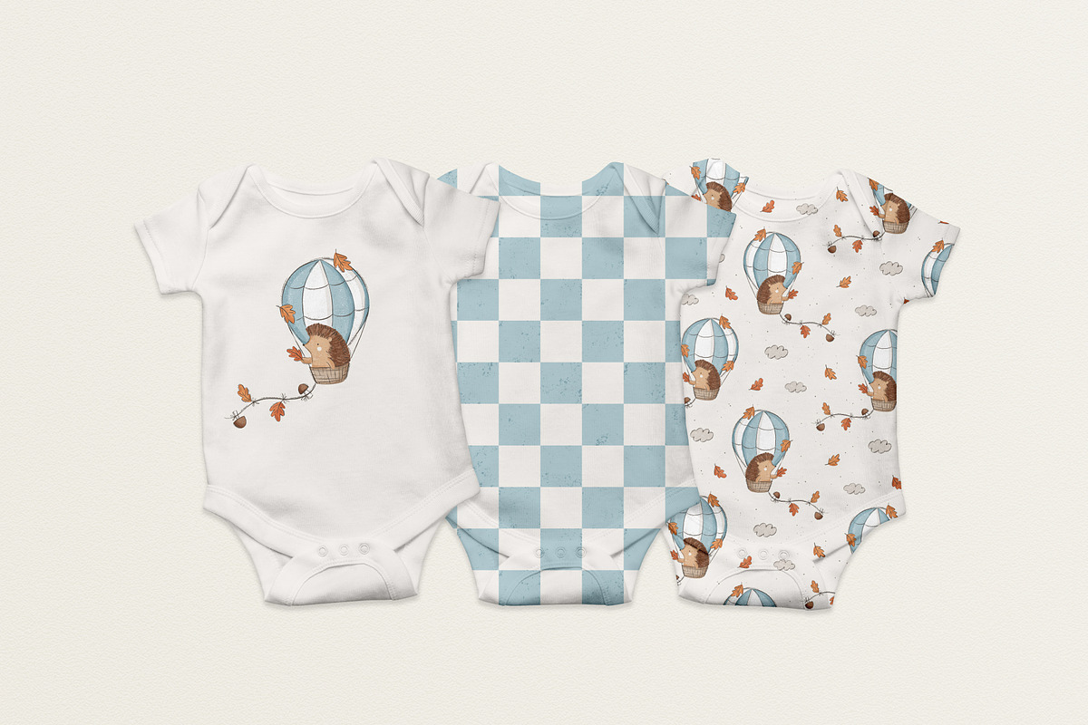 Hedgehog and air balloon, a Pattern Graphic by Olena Kuznietsova (Photo 8 of 10)