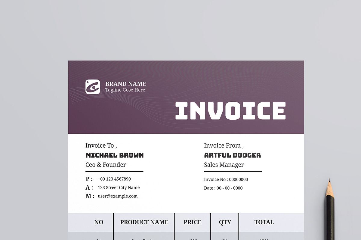 Simple Invoice Layout, a Stationery Template by MightyDesign (Photo 2 of 8)