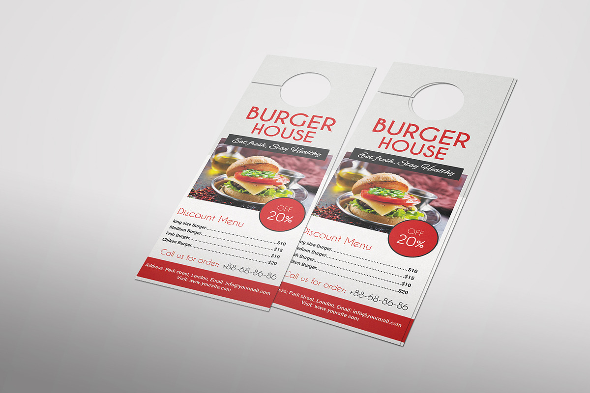 Restaurant Door Hanger, a Stationery Template by DGTouch (Photo 2 of 4)