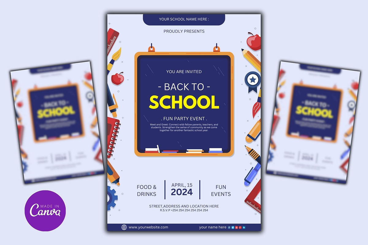 Editable Back to School Flyer, a Marketing Template by Mishek Munene (Photo 3 of 4)