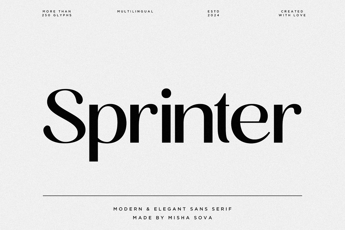 Sprinter - Modern & Elegant Sans, a Sans Serif Font by Misha Sova (Photo 1 of 11)