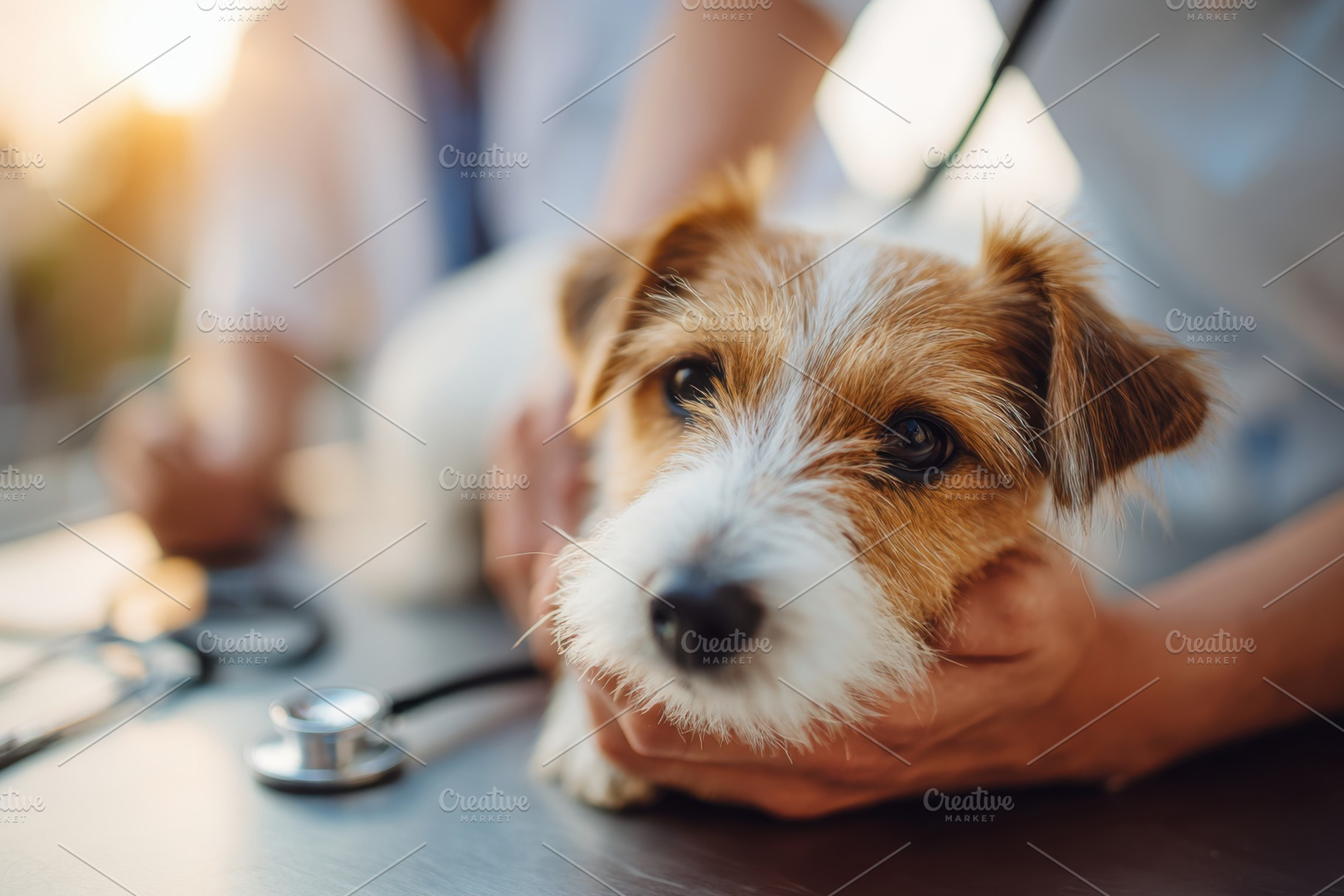 Puppy examination at veterinary clinic, an Animal Photo by AlyaAnd