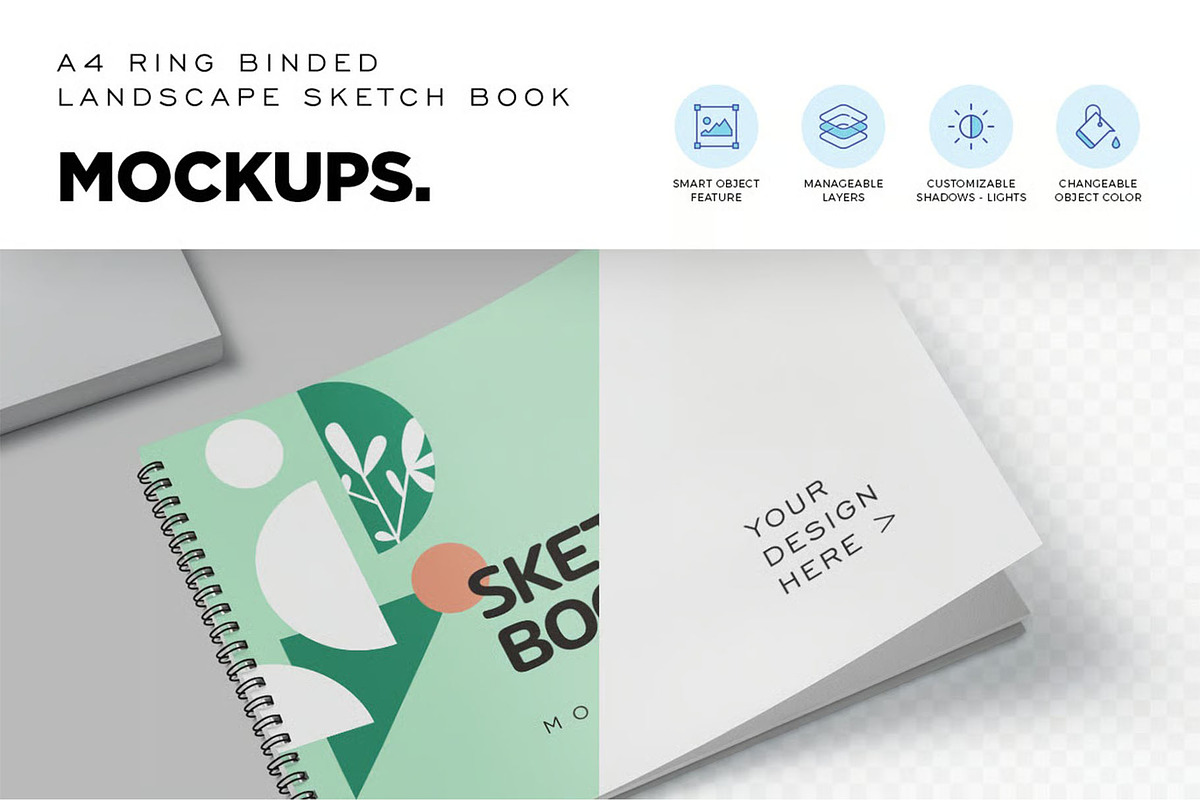 Landscape Spiral Sketch Book Mockups, a Product Mockup by megostudi0 (Photo 5 of 7)